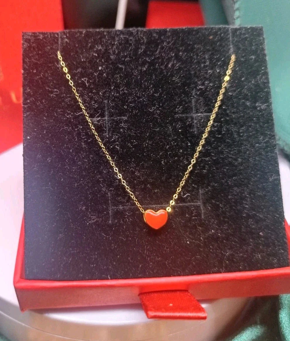 18ct Solid Gold Necklace + 24ct Solid Gold Heart Pendant