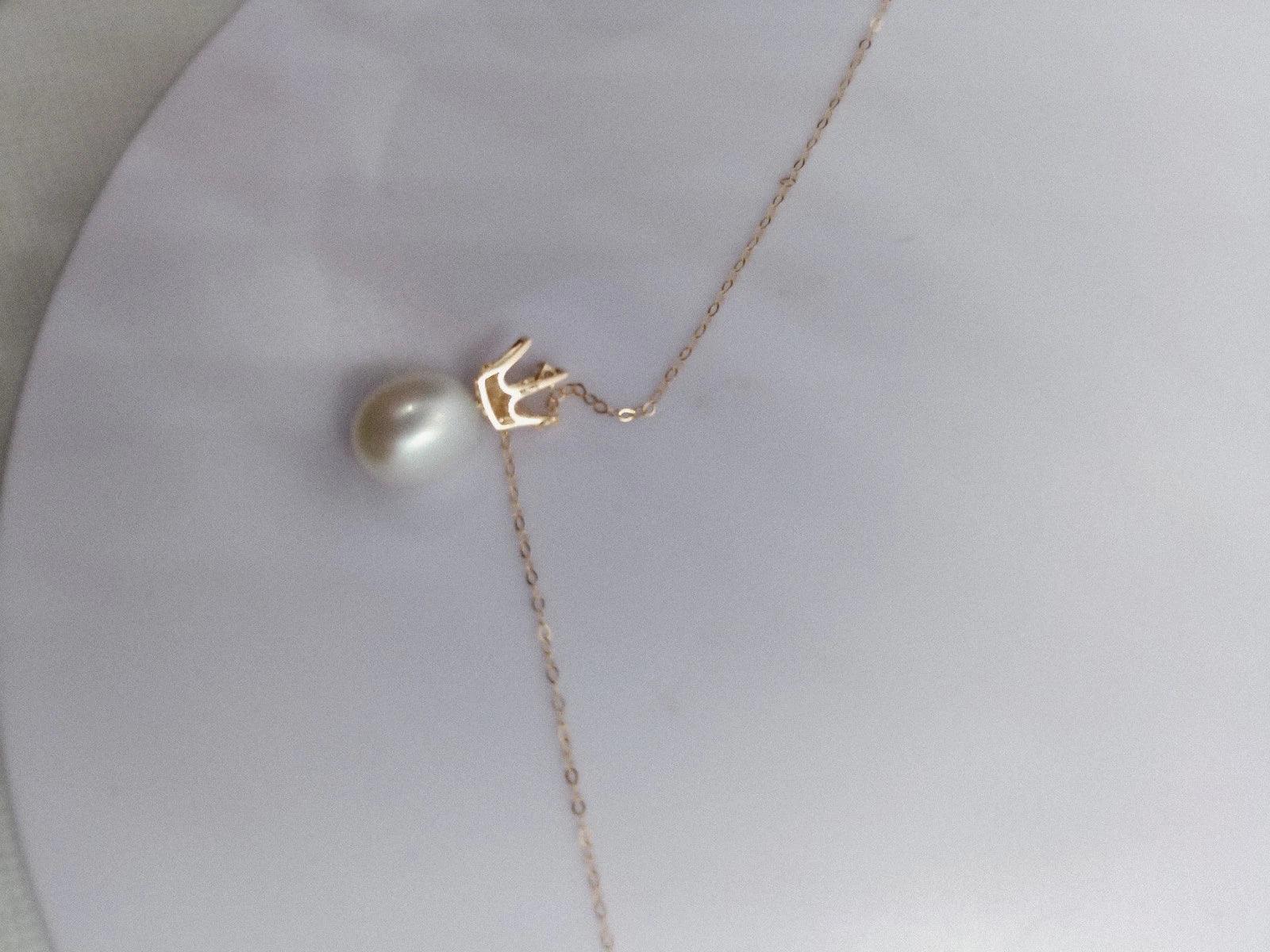 Solid 18Ct Gold Necklace + Freshwater Pearl 18ct Gold Pendent 2