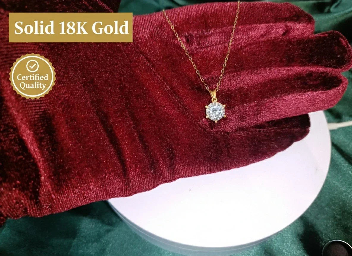 Solid 18Ct Gold + 1ct Lab-Created Pendent Diamond