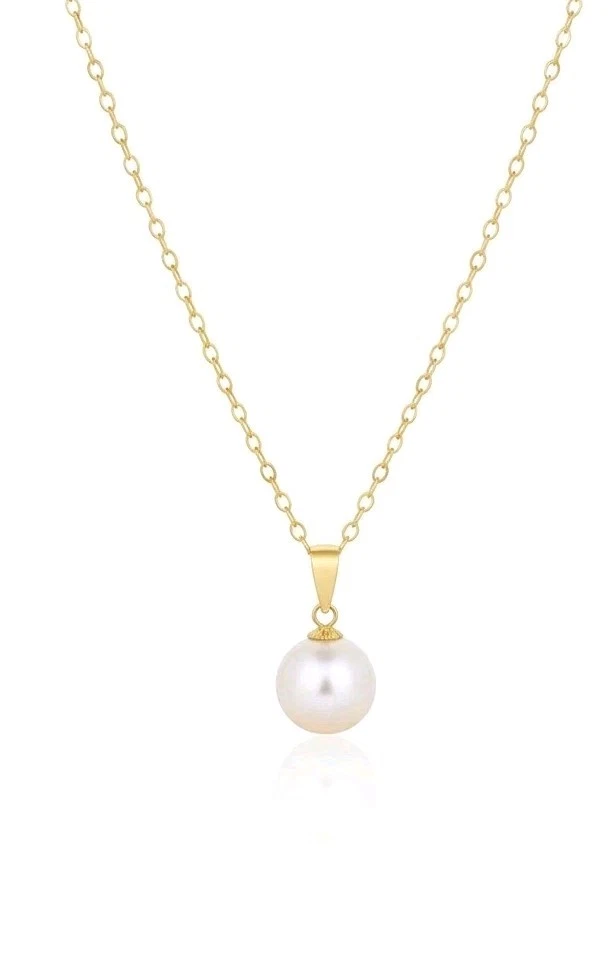 Solid 18Ct Gold Crown Pendant with Freshwater Pearl 1